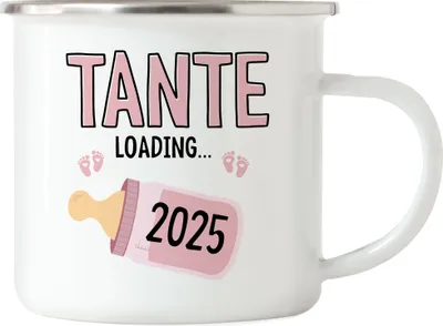 Produktbild von Tante Loading 2025 Emaille Tasse Geschenk Werdende Tante Babynews mit Ladebalken Schwangerschaft Geschenkidee