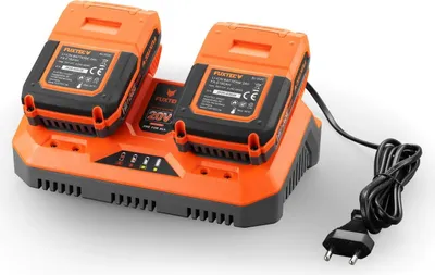 Produktbild von FUXTEC Li-Ion Doppel-Schnell-Ladegerät 2,4A 70W E1LG2A für 2Ah & 4Ah Batterie passend 20 Volt Gartengeräte Ladespannung 20.9V