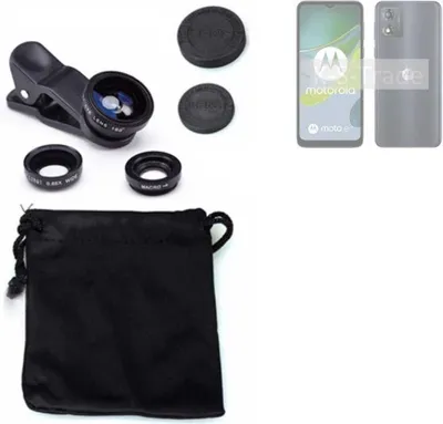 Produktbild von K-S-Trade Smartphone Kamera Linsen Set Kompatibel mit Motorola Moto E13 3in1 Clip-On Kamera Adapter Macro Weitwinkel FishEye Fischauge Objektiv Linse
