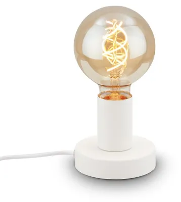 Image de BRILONER - Lampe de table avec interrupteur à câble, aspect rétro, douille E27, vintage, lampe de chevet, lampe de salon à poser, 10 x 9 cm, blanc