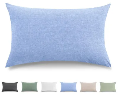 Immagine prodotto di Set di 2 federe per cuscini, 40x80 cm - Cotone prelavato, aspetto simile al lino, azzurro chiaro, con cerniera