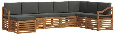 Image de vidaXL Ensemble de canapés d'extérieur avec coussins 8 pièces Nature et Anthracite