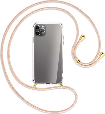Produktbild von Handykette Backcover-Schutzhülle mit Band (Metall goldfarben) für Apple iPhone 11 Pro Max - rose peach