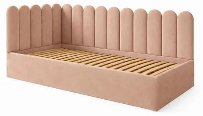 Obrázek produktu pro Dětská postel JUNIOR 120x200, nástěnné panely v barvě pudrově růžové, sametový úložný prostor