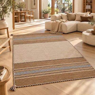 Immagine prodotto di Tappeto Natur Kelim Navarro, color beige e marrone, dimensioni: 170x240 cm