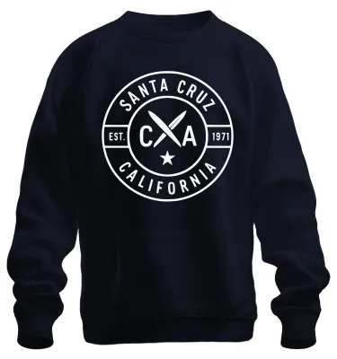 Produktbild von Santa Cruz California Surfbrett Surfen Surfer Vintage Strand Sweatshirt Pullover, Navy, L