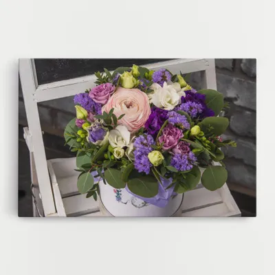 Produktbild von ARTHUB® Leinwandbild 50x70 cm, Big Pink Rose Bouquet | Wohnzimmerdekoration, Hängende Bilder, Wanddekoration, Heimdekoration, Blumen, Blumenstrauß