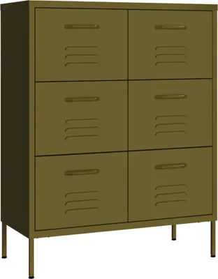 Image de vidaXL Armoire à tiroirs vert olive 80x35x101,5 cm Acier