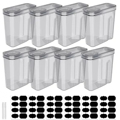 Obrázek produktu pro Skladování potravin – dózy na potraviny s víkem – 8 kusů – vzduchotěsné – 4 l – průhledné – plastové – dávkovač na obiloviny/müsli