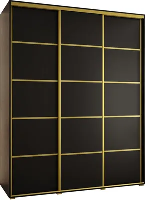 Produktbild von MEBLE KRYSPOL Davos 4 Schrank, drei Türen - 235,2x190x60 cm - Schwarz Schwarz Gold