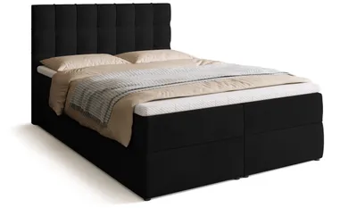 Produktbild von BroMARKT Boxspringbett DETROIT mit 2 Bettkasten, Bonell-Matratze, Polsterbett, Bett (Schwarz, Kronos 7, 140 x 200 cm)