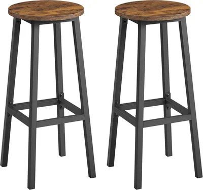 Produktbild von Barhocker 2er Set 74cm Küche Wohnzimmer Fussstütze Metall