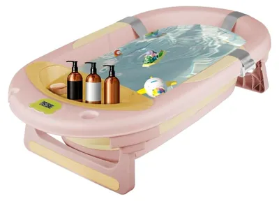 Produktbild von Kinderbecken PP+PTE rutschfeste faltbare Badewanne für Babys Raum Badewanne für Neugeborene (Stil 2) 96 x 53 x 23,5 cm - Rosa