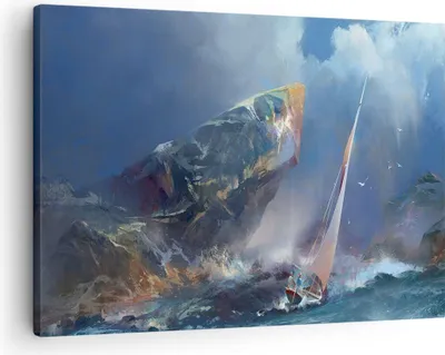 Produktbild von Bild auf Leinwand - Leinwandbild - Meer Segelboot - 70x50cm - Wand Bild - Wanddeko - Wandbilder - Leinwanddruck - Bilder - Kunstdruck - Wanddekoration - Leinwand bilder - Wandkunst - AA70x50-3923