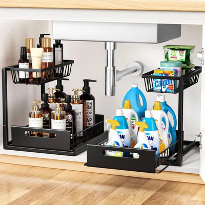 Produktbild von Metallunterbauregal mit Schublade, 2 Stück für Küche und Badezimmer