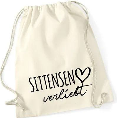 Produktbild von Huuraa Turnbeutel Sittensen verliebt 12 Liter Natural Baumwolle Rucksack Geschenkidee