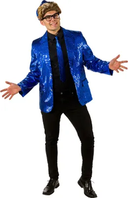 Produktbild von O7794-48-50 blau Herren Pailletten Jackett Discojacke Gr.48-50