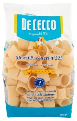 Produktbild von 8x Pasta De Cecco Le specialita' 100% Italienisch Paccheri rigati n. 225 Nudeln 500g + Italian Gourmet Polpa 400g