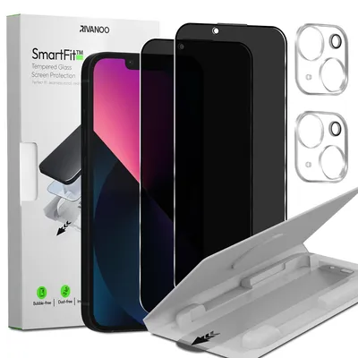 Obrázek produktu pro 2-balení iPhone 13 Ochranné sklo na displej Privacy & 2-balení ochrana objektivu - Tvrzené sklo | [Automatická instalace] - Bez bublin