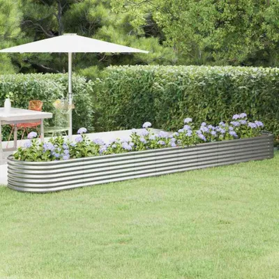 Productafbeelding van vidaXL Verhoogde plantenbak, verzinkt staal, 440x80x36 cm, zilverkleurig