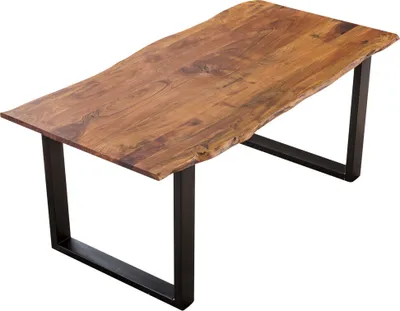 Produktbild von Esstisch Baumkante massiv Akazie nougatfarben 180 x 90 cm schwarz LAURINA