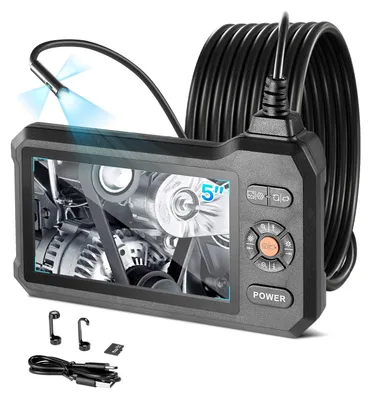 Produktbild von Endoskopkamera - Dreifachlinse Inspektionskamera - 12,7 cm Display - 3000 mAh Akku - 5 m Kabel - 8x Zoom 180° Bildrotation - IP67 Wasserdicht 8 mm Kamerakopf mit LED-Licht