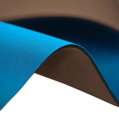 Stretch Stoff Neoprenstoff rehbraun-himmelblau