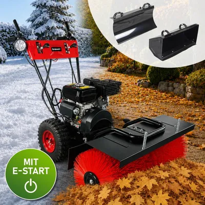 Produktbild von BRAST Kehrmaschine Benzin | Kehrbürste Laubsammler Schneeschieber | 5,14kW(7PS) | 80cm Arbeitsbreite | Elektrostart | 3in1 Funktion