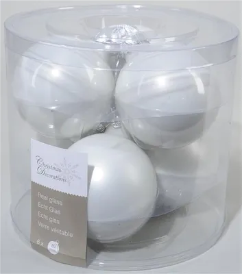 Produktbild von Christbaumschmuck Kaemingk Weihnachtskugeln Glas Ø80mm weiss 6 Stück
