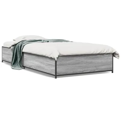 Produktbild von vidaXL Bettgestell Grau Sonoma 75x190 cm Holzwerkstoff und Metall