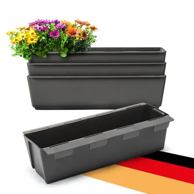 Produktbild von BigDean 4er Set Paletten Blumenkästen - Einsatz - mit Hängesystem zum Einhängen -37cm anthrazit - Pflanzkasten für Europalette Balkonkasten Blumentopf