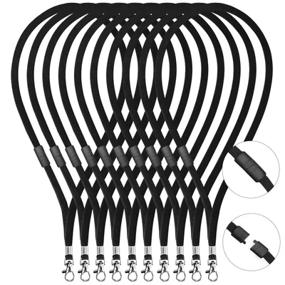 Productafbeelding van Lanyard sleutelkoord nekkoord - 45 cm - Zwart - Met veiligheidssluiting