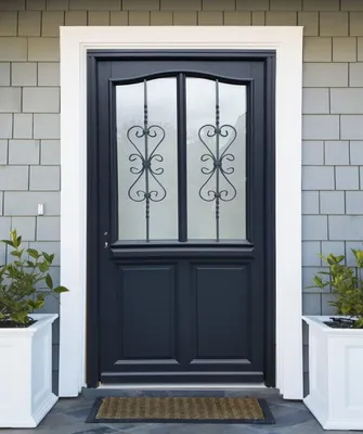 Immagine prodotto di Porta d'ingresso in legno con vetrata Sanna, H.215xL.90 cm, lato tavolo, a destra, maniglia, cilindro Gd Menuserie