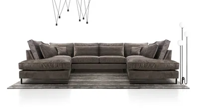 Image de AX LIVING Canapé d'angle Castellio marron foncé, ensemble de salon en U