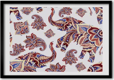 Produktbild von Bild - Bilderrahmen - 100 cm x 70 cm - MDF - Rahmen - Foto - Wandkunst Elefanten Ornamente