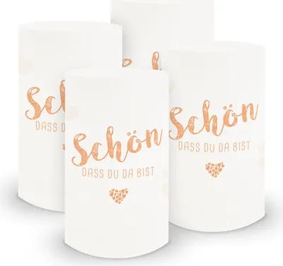 Produktbild von itenga 6x Windlicht Schön dass du da bist apricot 10cm