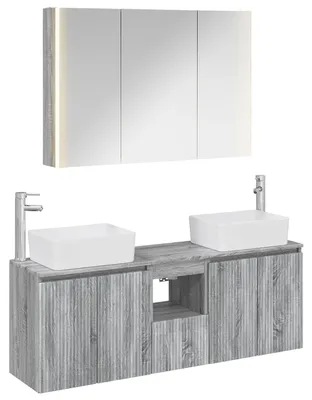 Produktbild von vidaXL Badezimmerschrank-Set 4 stk. Grau Sonoma Holzwerkstoff