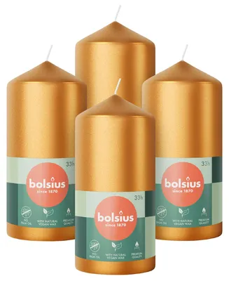 Productafbeelding van Bolsius Gladde stompkaarsen - Metallic goud - 4 stuks - 12 x 6 cm - Decoratief