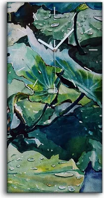 Produktbild von Wandbild Leinwand Bilder mit Uhr 30x60 Malerei Abstrakte Blumen Wasser Blätter - weiße Hände