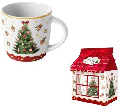 Obrázok produktu pre Porcelánový hrnček v darčekovej krabičke Vianočný stromček 3