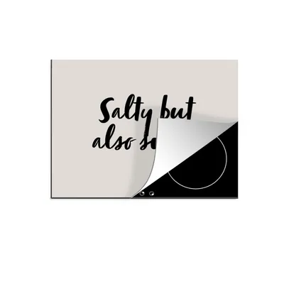 Produktbild von KitchenYeah© Herdabdeckplatte Zitate - Humor - Sprichwörter - Salzig aber auch süß - Kochen , 59x52cm, Küche Deko, Glaskeramikkochfeld Herdabdeckung, Abdeckplatte fùr Kochfeld
