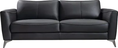 Produktbild von 3-Sitzer-Ledersofa in Schwarz mit grauem Keder BATUCO