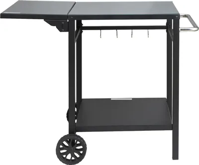 Immagine prodotto di VEVOR Carrello di servizio Carrello da cucina 97,2 x 64 x 75,5 cm Carrello da pranzo per barbecue all'aperto con doppio ripiano, Tavolo mobile da barbecue per la preparazione dei cibi, Piano in ferro multifunzionale Nero