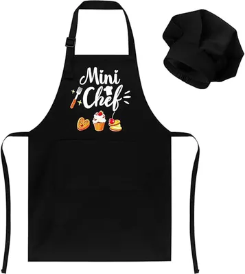 Produktbild von Kinderschürze und Mütze Set, verstellbar, zum Kochen