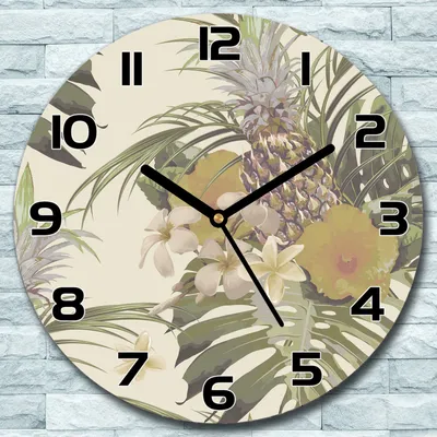 Produktbild von Wanduhr aus Glas Rund fi 30 Pflanze Dschungel Quarz Deko Schlafzimmer Büro
