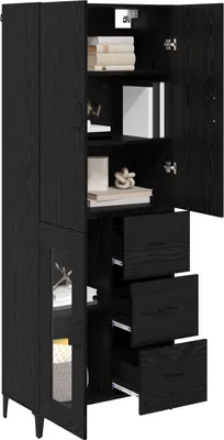 Immagine prodotto di vidaXL Credenza nera look rovere 69,5 x 34 x 180 cm materiale a base di legno