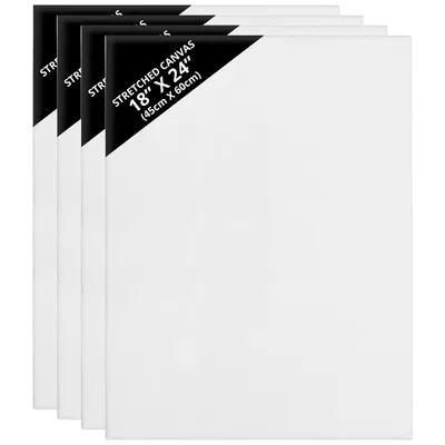 Produktbild von Belle Vous Blanko Leinwände (4 Stk) – 45x60cm – Bespannter Rahmen Groß, Keilrahmen Leinwand Set für Künstlerbedarf, Leinwandbrett für Ölfarben,