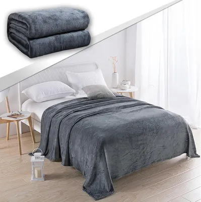 Produktbild von Dunkelgraue Fleecedecke 180×180 cm, weicher und warmer Flanell, waschbar, Winter oder Geschenk