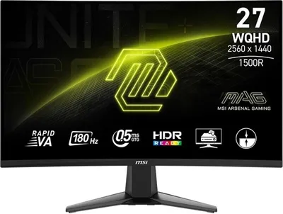 Immagine prodotto di MSI MAG 27CQ6FDE - Monitor LED - Gaming - curvo - 68,6 cm (27") - 2560 x 1440 WQHD @ 180 Hz - Rapid VA - 300 cd/m² - 5000:1 - 0,5 ms - 2xHDMI, DisplayPort - Cuffie - Nero