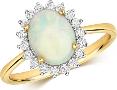 Produktbild von Chicer 9 Karat (375) Gold Damen - Diamant Solitärring Brillant-Schliff 0.26 Karat HI - I1 mit Opal, 57 (18.1); TRS28844RSP